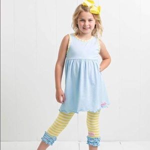 Ruffle Girl Blue & Yellow Ruffle Legging Capri Set